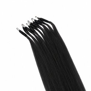 Nano Ring Haarverlangerungen #1 Schwarz 50cm 10 Stuck