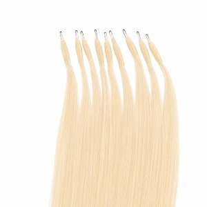 Nano Ring Hair Extensions Natural Hair #60A Light Blonde 50cm 10pcs