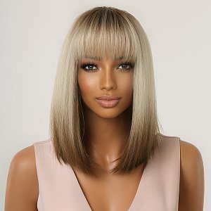 Synthetic Hair Wig Blonde Frame with Fringe
