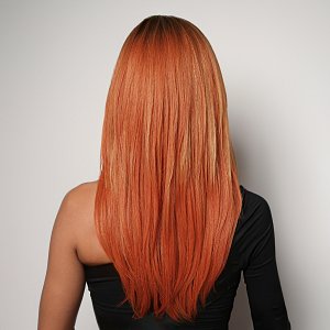 Synthetische Perucke Rot Ombre Lang mit Fransen
