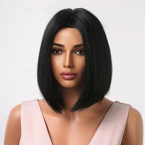 Synthetic Hair Wig Black Short Straight