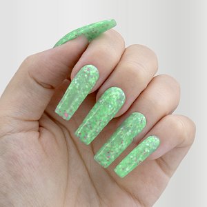 Nail Gel Polish No 332 Green Phosphorescent Sequins 10ml