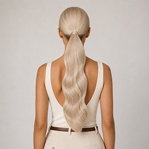 Pferdeschwanz Glatt Echthaar 60cm 100g #Grau