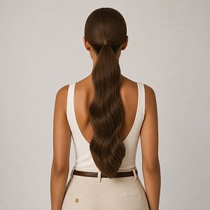 Pferdeschwanz Glatt Echthaar 60cm 100g Braun #2