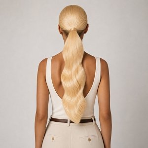 Pferdeschwanz Glatt Echthaar 60cm 100g Hellblond #1001