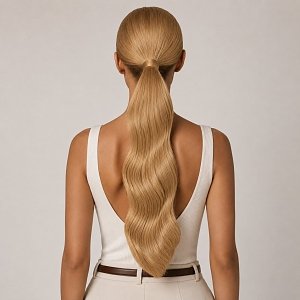 Pferdeschwanz Glatt Echthaar 60cm 100g Blond #8