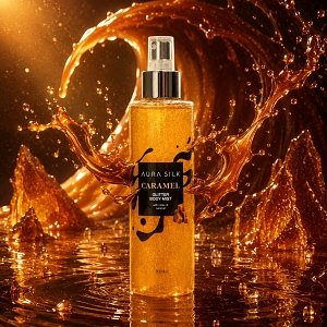 AuraSilk Korperspray Body & Hair Mist Caramel Glitter 200ml