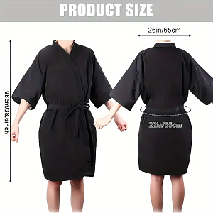 Black Waterproof Kimono Robe for Hairdressing Salon
