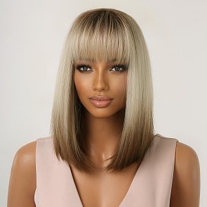 Synthetic Hair Wig Blonde Frame with Fringe