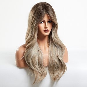 Synthetic Hair Wig Blonde Ombre Long Curly