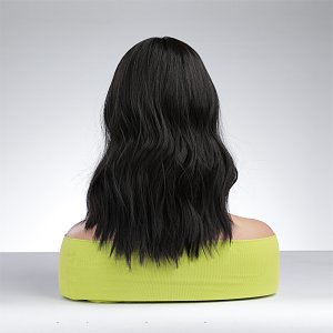 Synthetic Hair Wig Black Short Wave