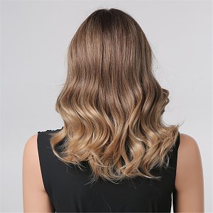 Synthetic Hair Wig Brown Ombre Long Wave