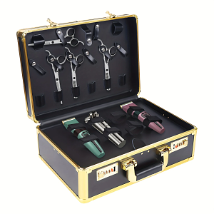 Professional Aluminum Barber Case for Hairdressing - Black-Gold