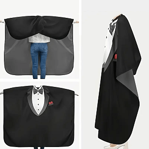 Barber Haircut Cape with Tuxedo Design – Durable & Waterproof