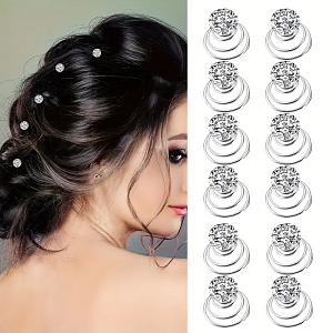 Spiral Hair Accessory with Rhinestones for Hairstyles & Bridal Looks 1pc