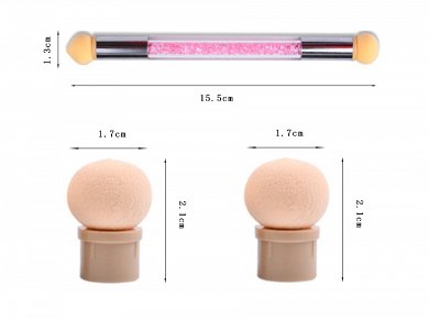 Nail Art Brush for Ombre with Sponge Pink