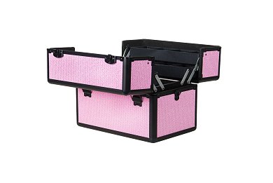 Professional Pink Glitter Aluminum Beautycase