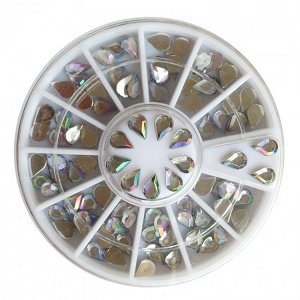 Iridescent Teardrop Rhinestones Nail Art Wheel Set