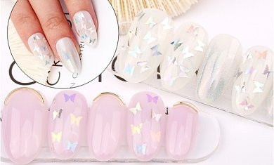 Nail Decoration Silver Iridescent Butterfly