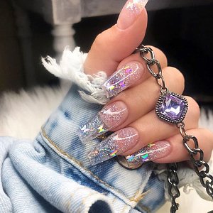 Nail Decoration Silver Iridescent Butterfly