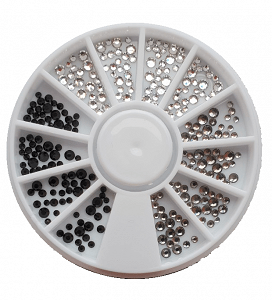 Nail Art Rhinestone White - Black - Silver 240pcs