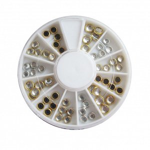 Nail Accessories Pearls Silver - Black with Gold Finish 48pcs