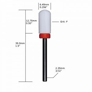 Nail Drill Cutter Bit Ceramic Oval Barrel (F) 3/32"