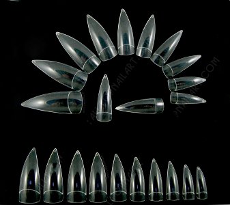 Nail Tips Crystal Clear Stiletto 100pcs
