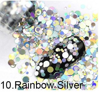 Nail Accessories Flakes Iridescent Silver Multi Sizes