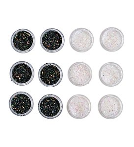 Nail Accessories Flakes White Iridescent - Black Iridescent Set 12pcs