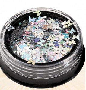 Nail Decoration Silver Iridescent Butterfly