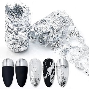 Nail Net with Silver Leaves