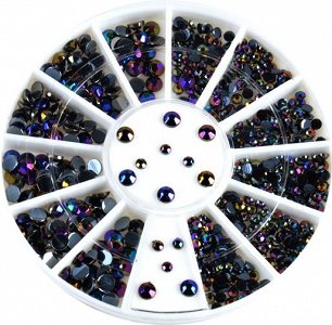 Nail Art Gems Black Iridescent 260pcs