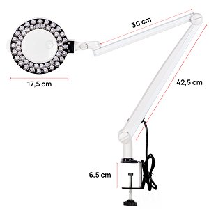 Arbeitsplatzleuchte mit Lupe und LED