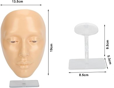 5D Silicone Face for Eyelash and Makeup Practice with Support Base