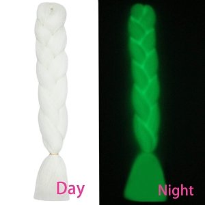Hair Jumbo Braids Glow In The Dark White 100g 60cm