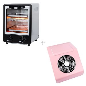 Dry Heat Sterilization Oven and Nail Duster Pink Bundle
