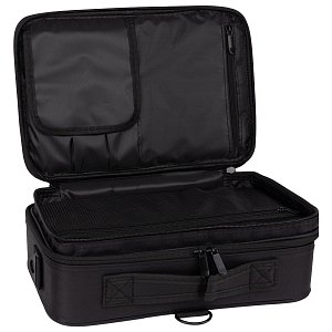 Professional Black Makeup Storage Bag with Adjustable Dividers & Shoulder Strap