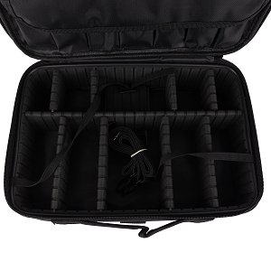 Professional Black Makeup Storage Bag with Adjustable Dividers & Shoulder Strap