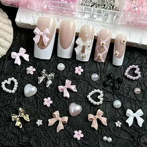3D Nail Charms Kit with Pearls & Bows