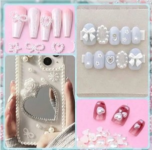 3D Nail Charms Kit with Pearls & Bows