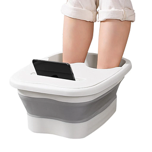 Foldable Foot Spa Basin with Lid & Mobile Phone Holder 40x32x17cm
