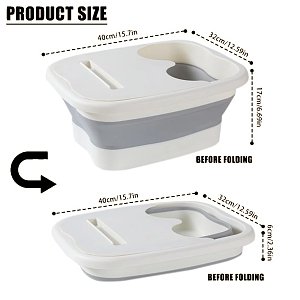 Foldable Foot Spa Basin with Lid & Mobile Phone Holder 40x32x17cm