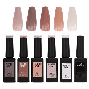 Rubber Base Classy Neutrals – 5 pcs Set + Free Top No Wipe