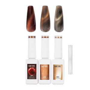 Cat Eye Gel Polish Golden Collection– Set of 3 pcs + Free Magnet