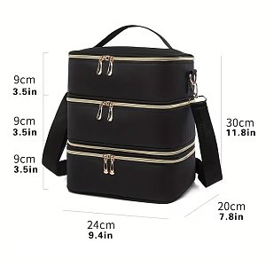Professional 3-Tier Manicure Case for Nail Tools & Nail Polish Storage