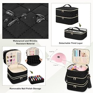 Professional 3-Tier Manicure Case for Nail Tools & Nail Polish Storage
