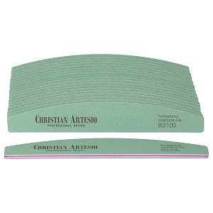 Set 20 pcs Professional Green Nail File Half-Moon 80/100