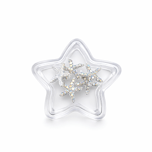 Silver Starfish Rhinestone Nail Art Decorations 5pcs
