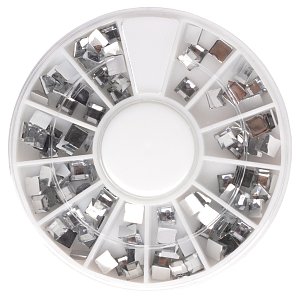 Square Silver Nail Art Studs Wheel – Metal Nail Decorations